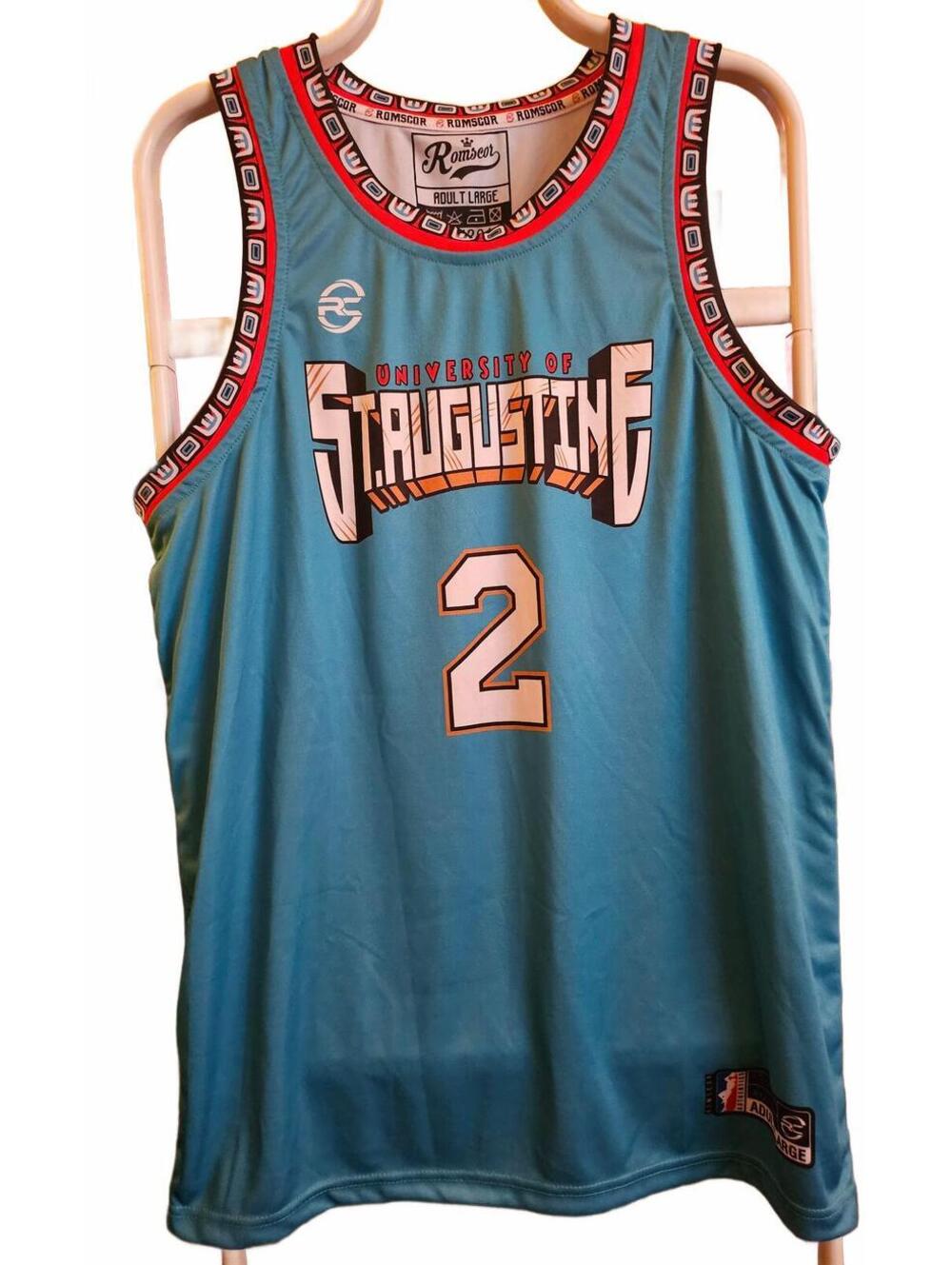 St. Augustine FL basketball jersey - men's Large - by Romscor - #2 Bechtel - EUC